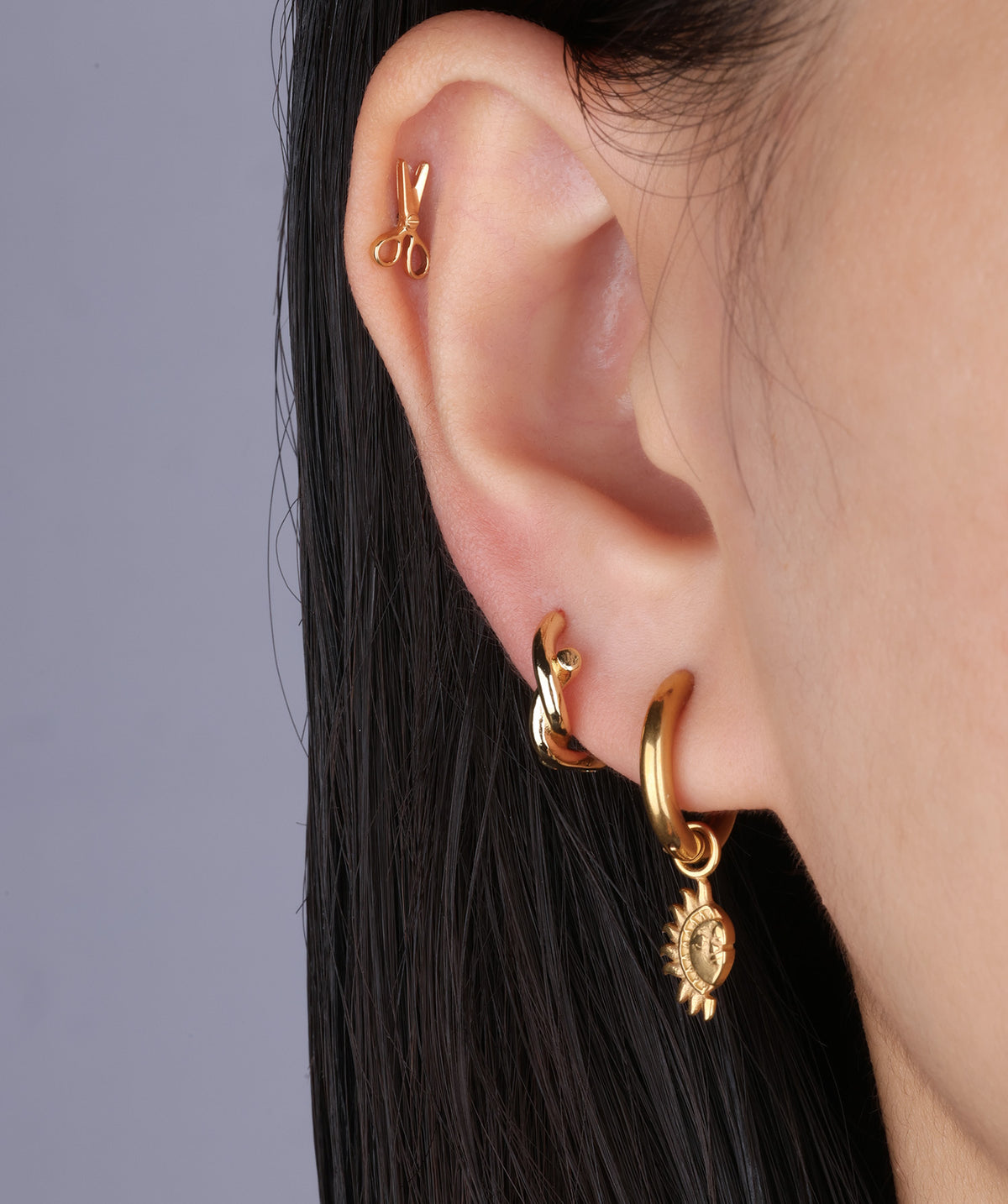 Titanium Scissor Flatback Stud - Titanium - Helix, Upper Lobe, Conch - Oumo Jewelry