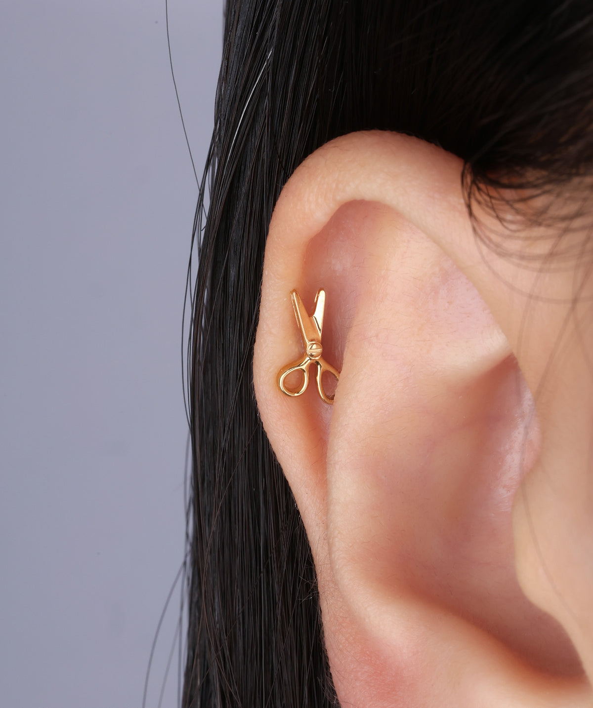 Titanium Scissor Flatback Stud - Titanium - Helix, Upper Lobe, Conch - Oumo Jewelry