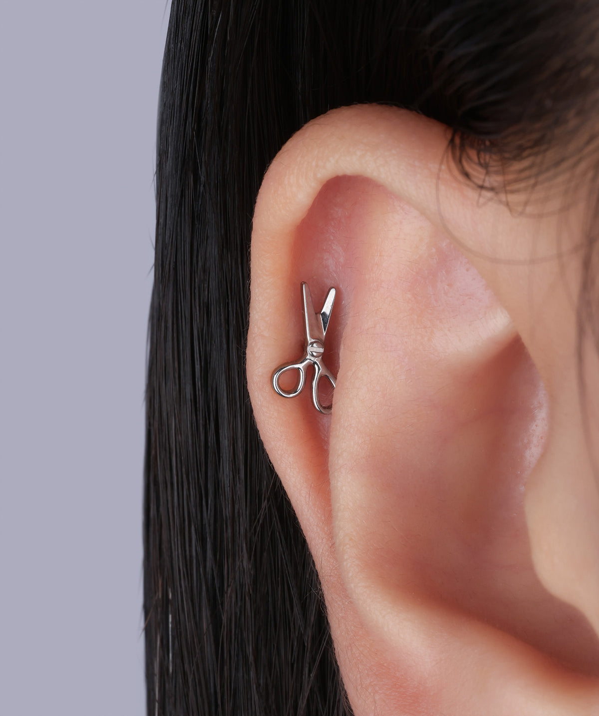 Titanium Scissor Flatback Stud - Titanium - Helix, Upper Lobe, Conch - Oumo Jewelry