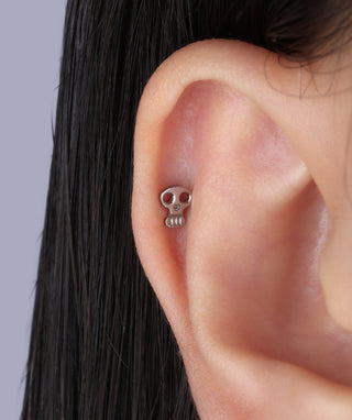 Titanium Hollow Skull Flatback Stud - OumoJewelry