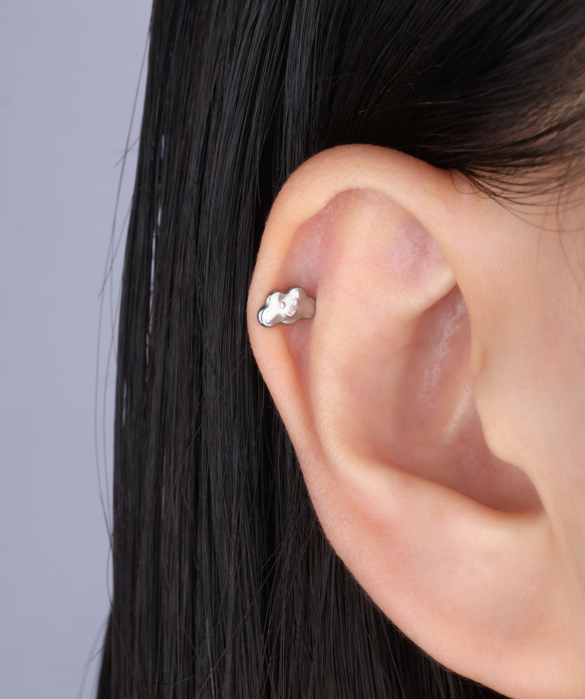 Titanium Smile Cloud Flatback Stud - Titanium - Helix, Upper Lobe, Conch - Oumo Jewelry