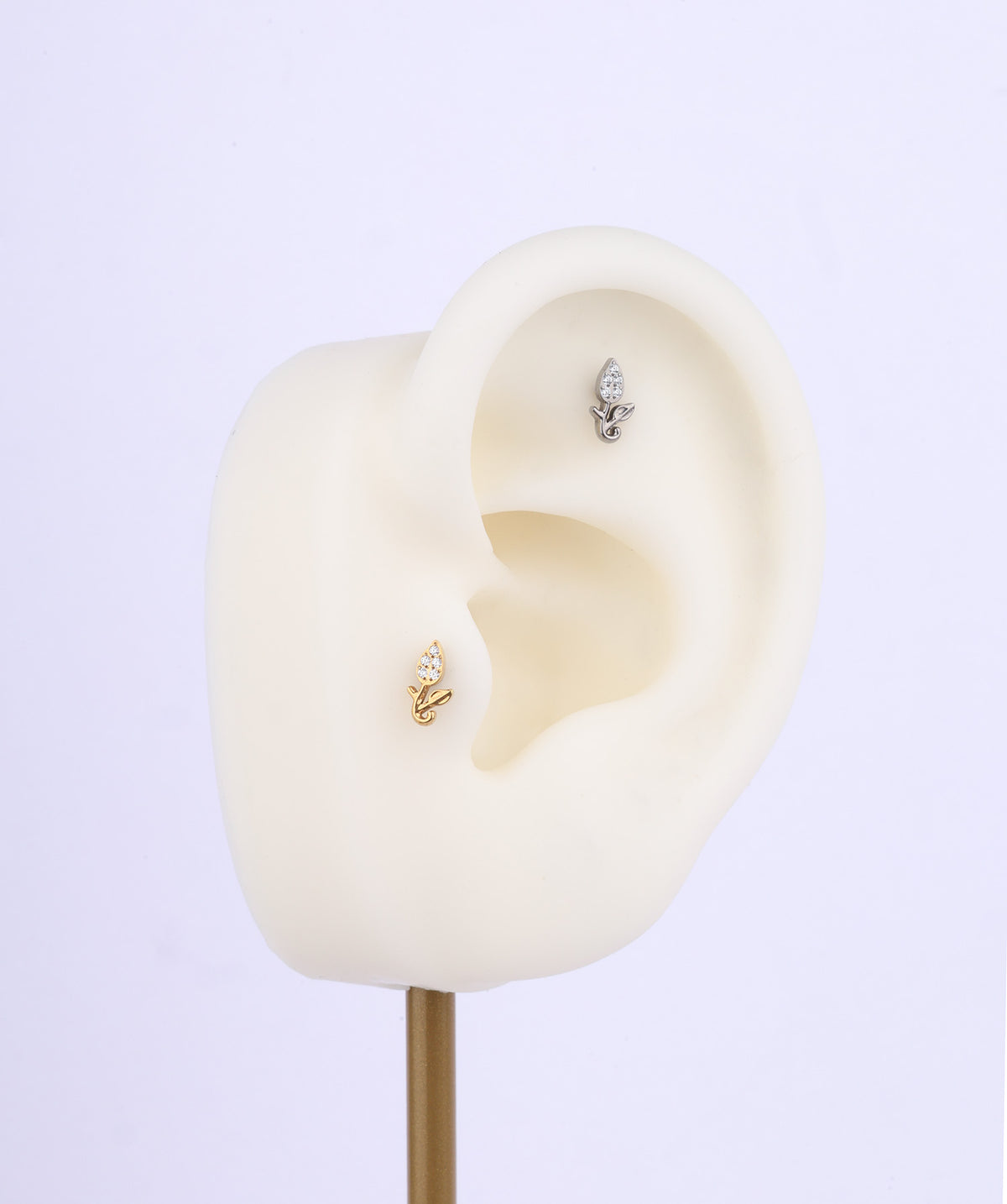 Titanium Tulip Flower Flatback Stud - Titanium - Helix, Upper Lobe, Conch - Oumo Jewelry