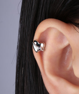 Stary Puffed Heart Stud - OumoJewelry