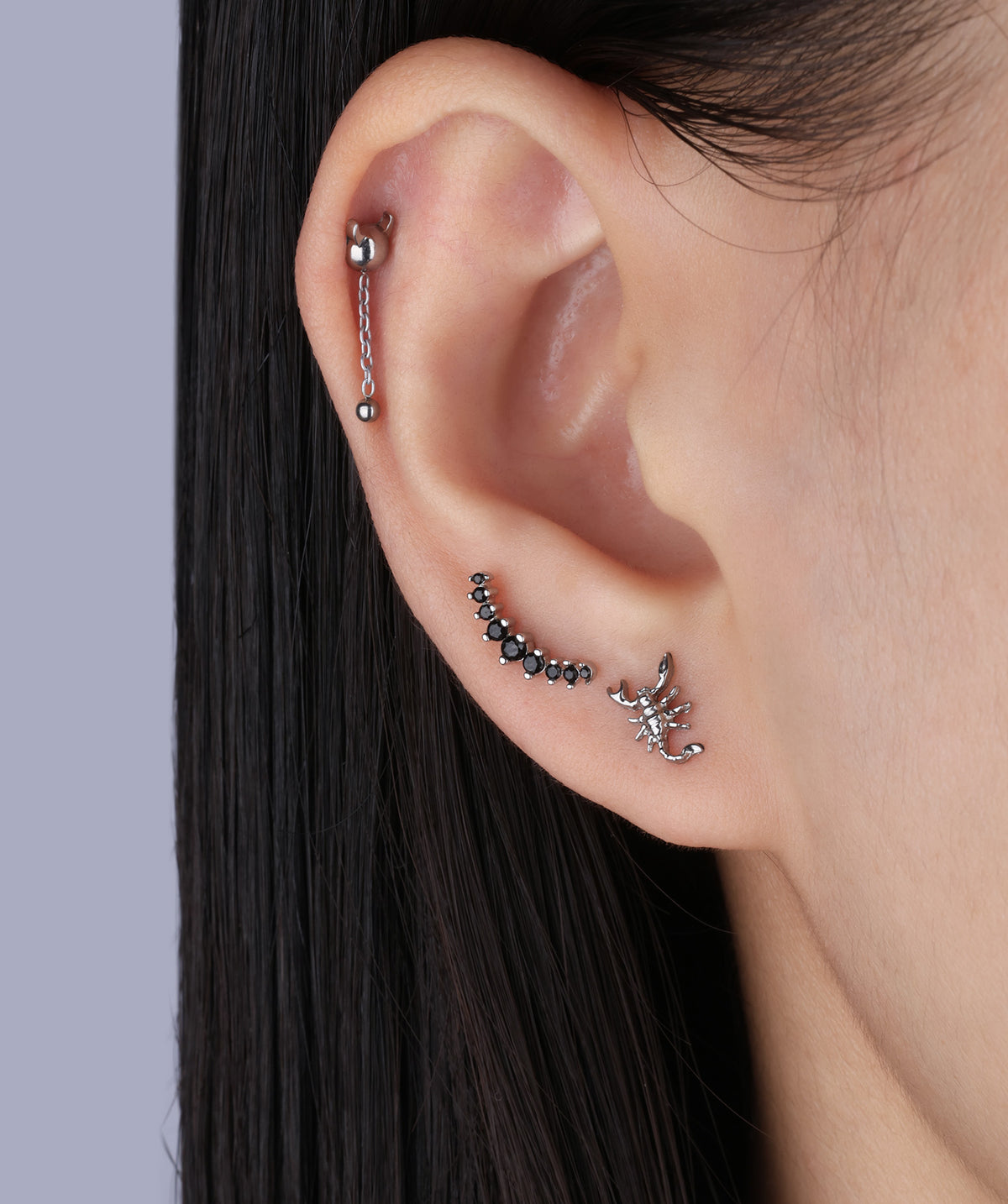 Titanium Scorpion Flatback Stud - Titanium - Upper Lobe, Conch, Flat - Oumo Jewelry