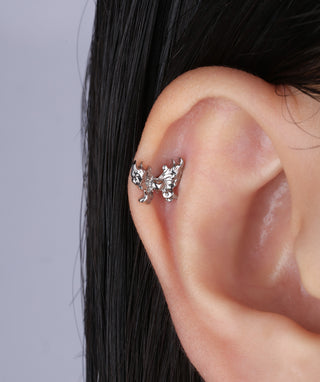 Titanium Butterfly Love Flatback Stud - OumoJewelry