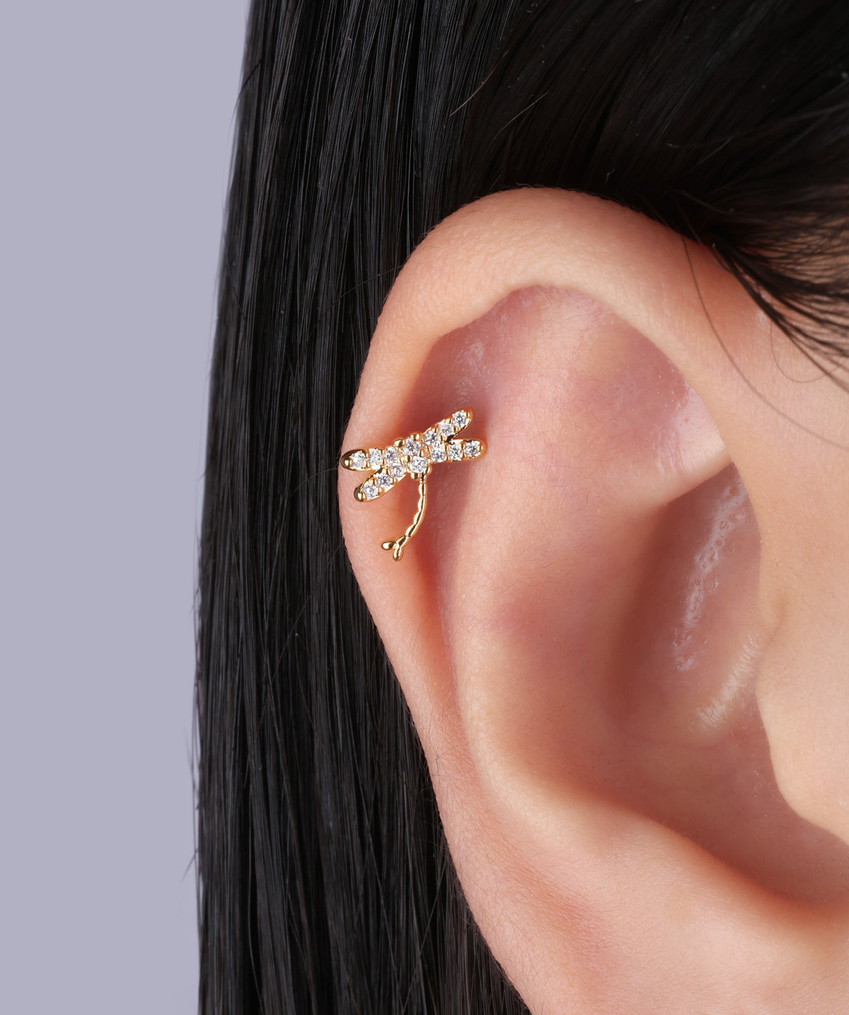 Fun Dragonfly Stud - Stainless Steel - Upper Lobe, Helix - Oumo Jewelry