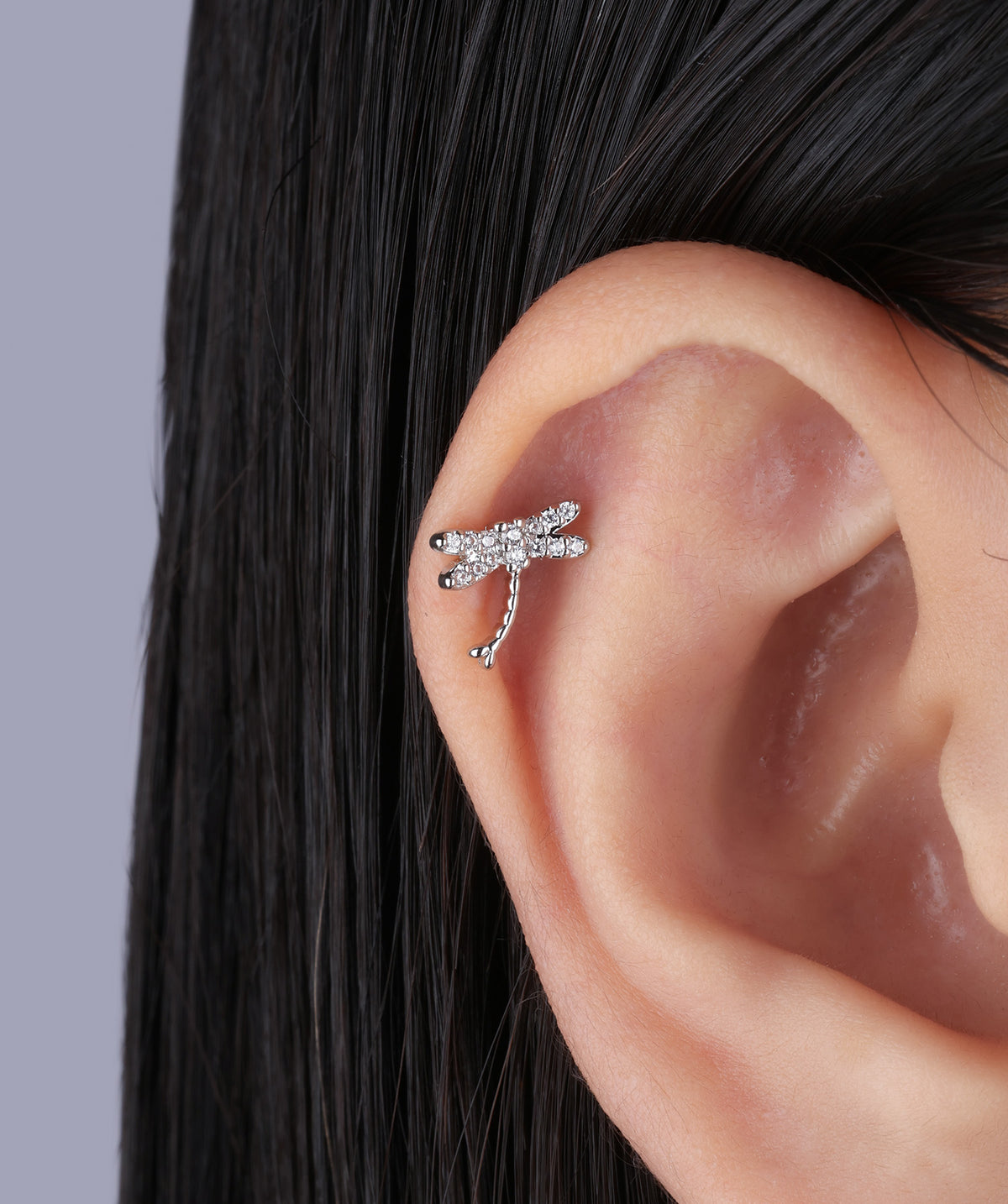 Fun Dragonfly Stud - Stainless Steel - Upper Lobe, Helix - Oumo Jewelry