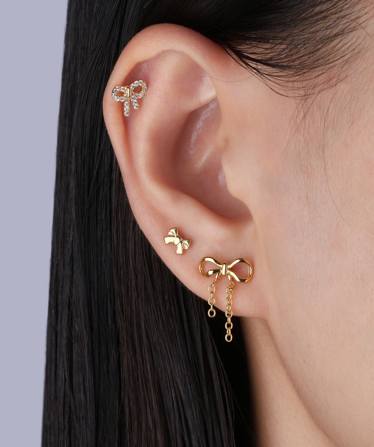 Titanium Bow Flatback Stud - Titanium - Helix, Upper Lobe, Conch - Oumo Jewelry