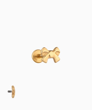 Titanium Bow Flatback Stud - OumoJewelry