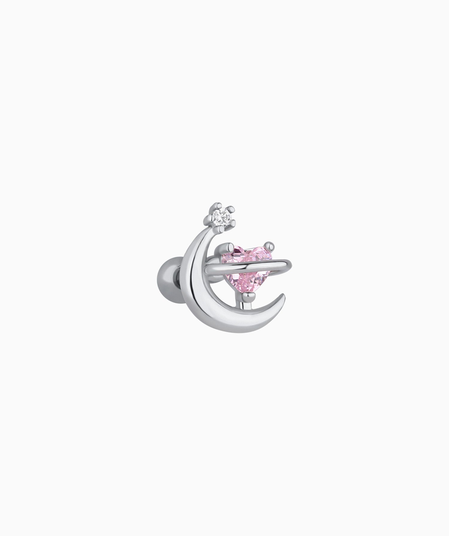 Charming Heart Moon Stud