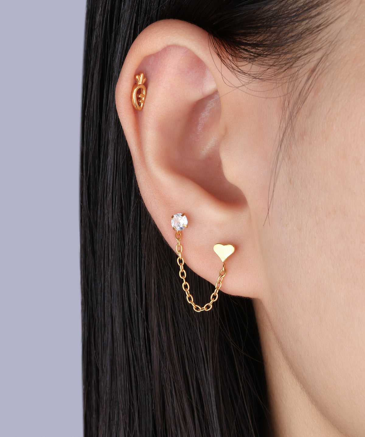 Cute Carrot Flatback Stud - Stainless Steel - Helix, Upper Lobe, Conch - Oumo Jewelry