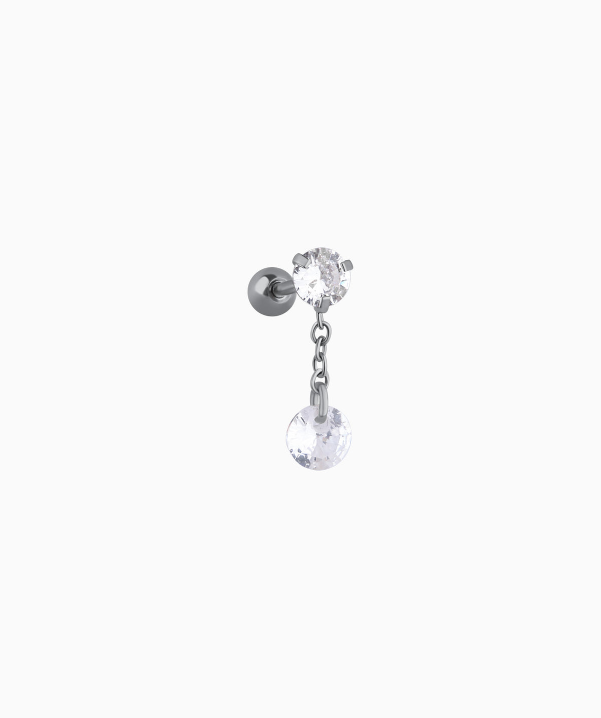 Gemstone Drop Stud - Stainless Steel - Upper Lobe, Flat, Helix - Oumo Jewelry