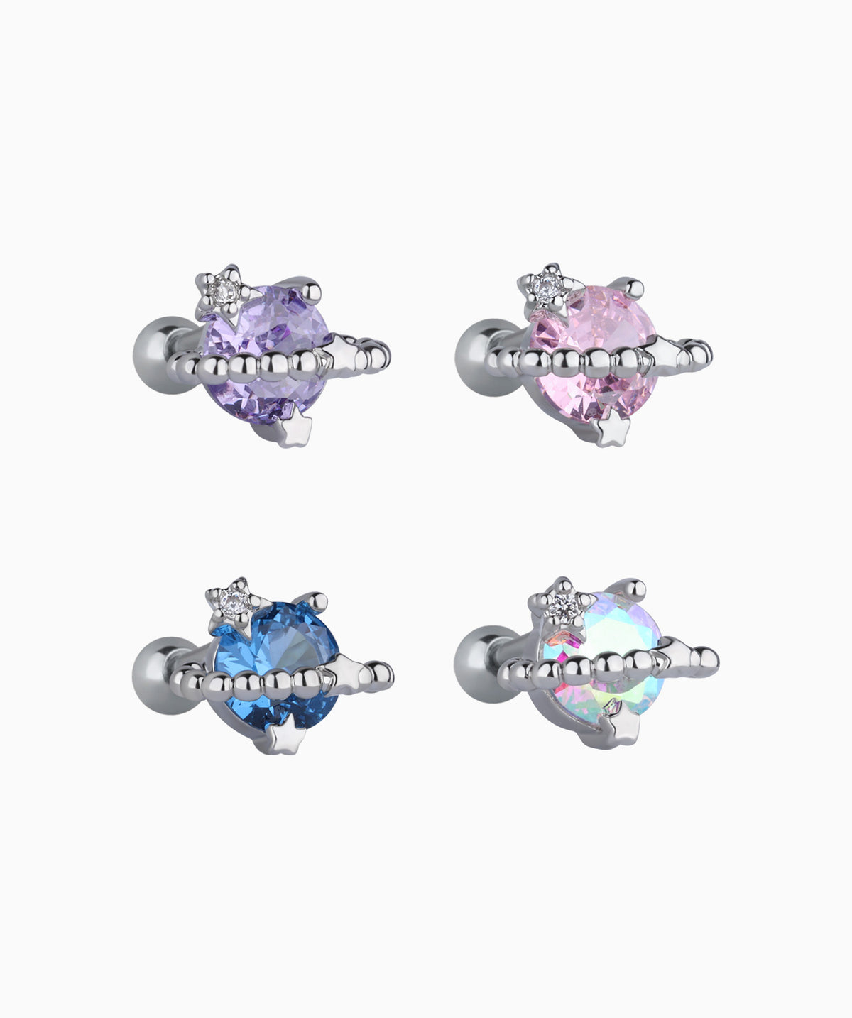 Charm Planet Stud - Stainless Steel - Upper Lobe, Helix - Oumo Jewelry