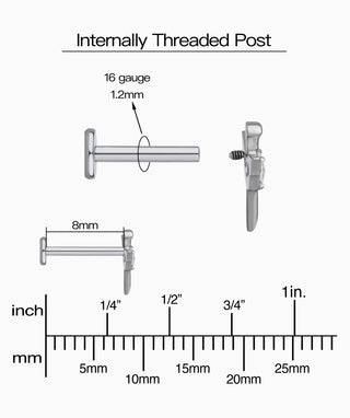 Titanium Winged Sword Flatback Stud - OumoJewelry