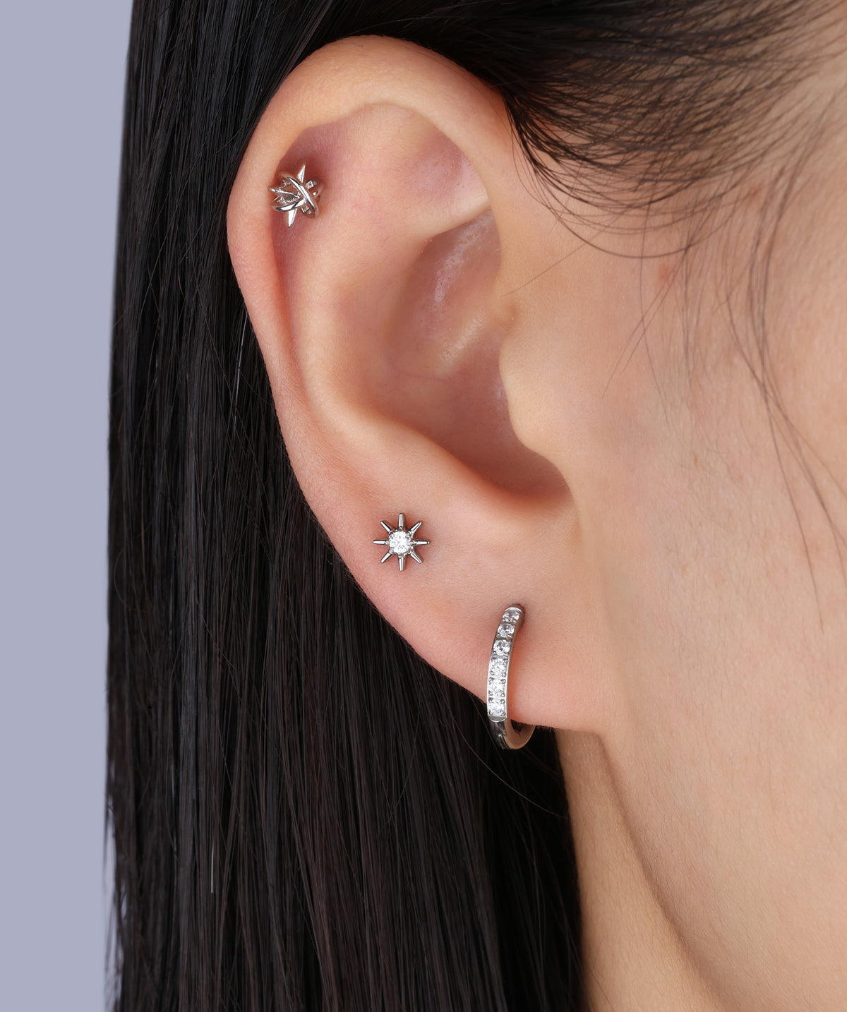 Titanium Sunshine Flatback Stud - Titanium - Helix, Upper Lobe, Conch - Oumo Jewelry