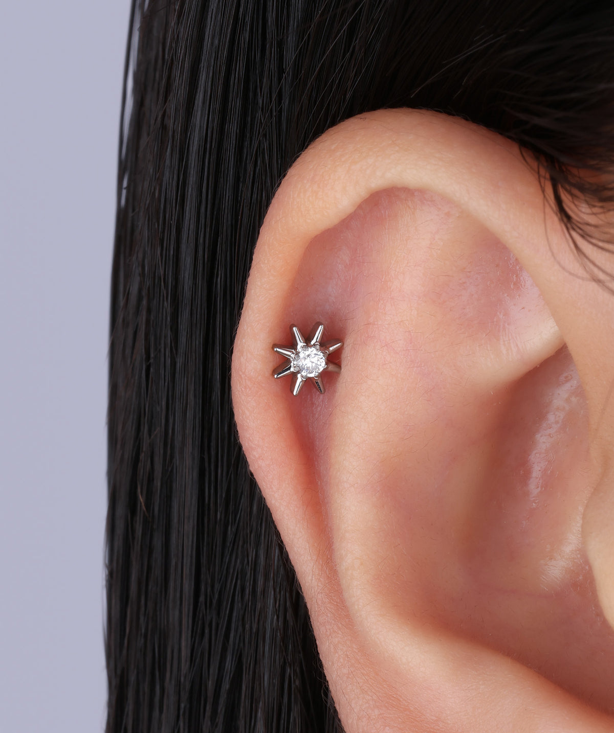 Titanium Sunshine Flatback Stud - Titanium - Helix, Upper Lobe, Conch - Oumo Jewelry