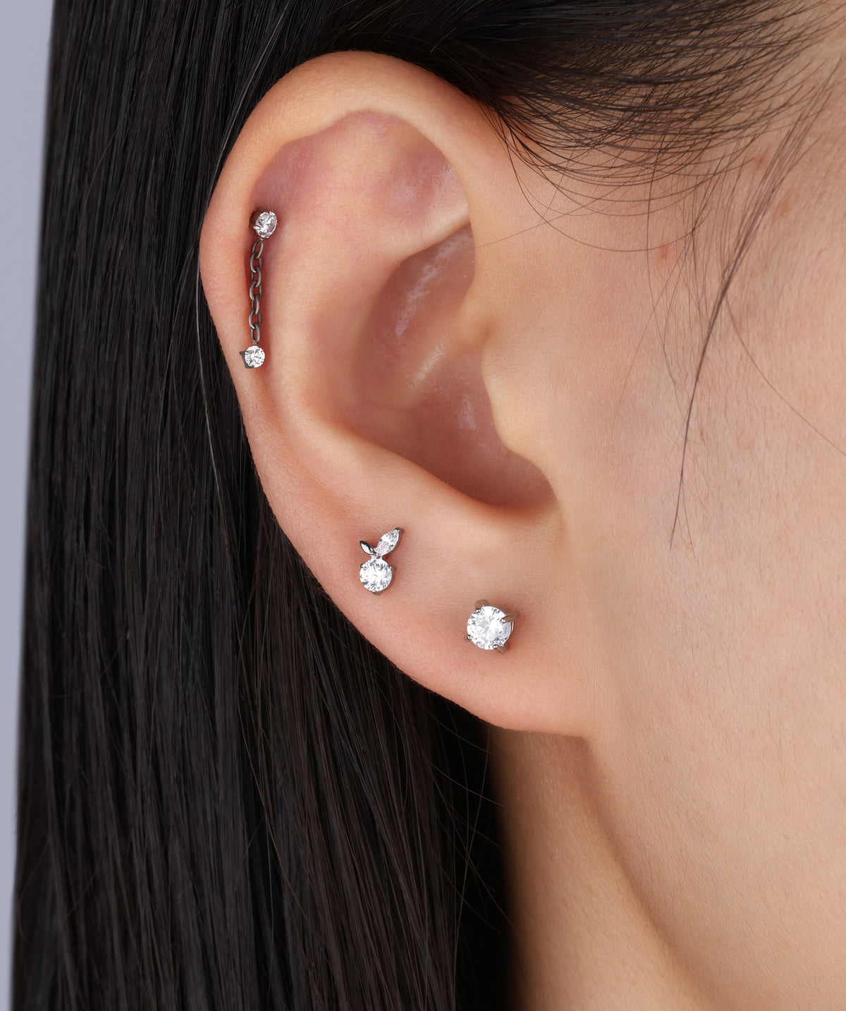 Titanium Plum Flatback Stud - Titanium - Helix, Upper Lobe, Conch - Oumo Jewelry