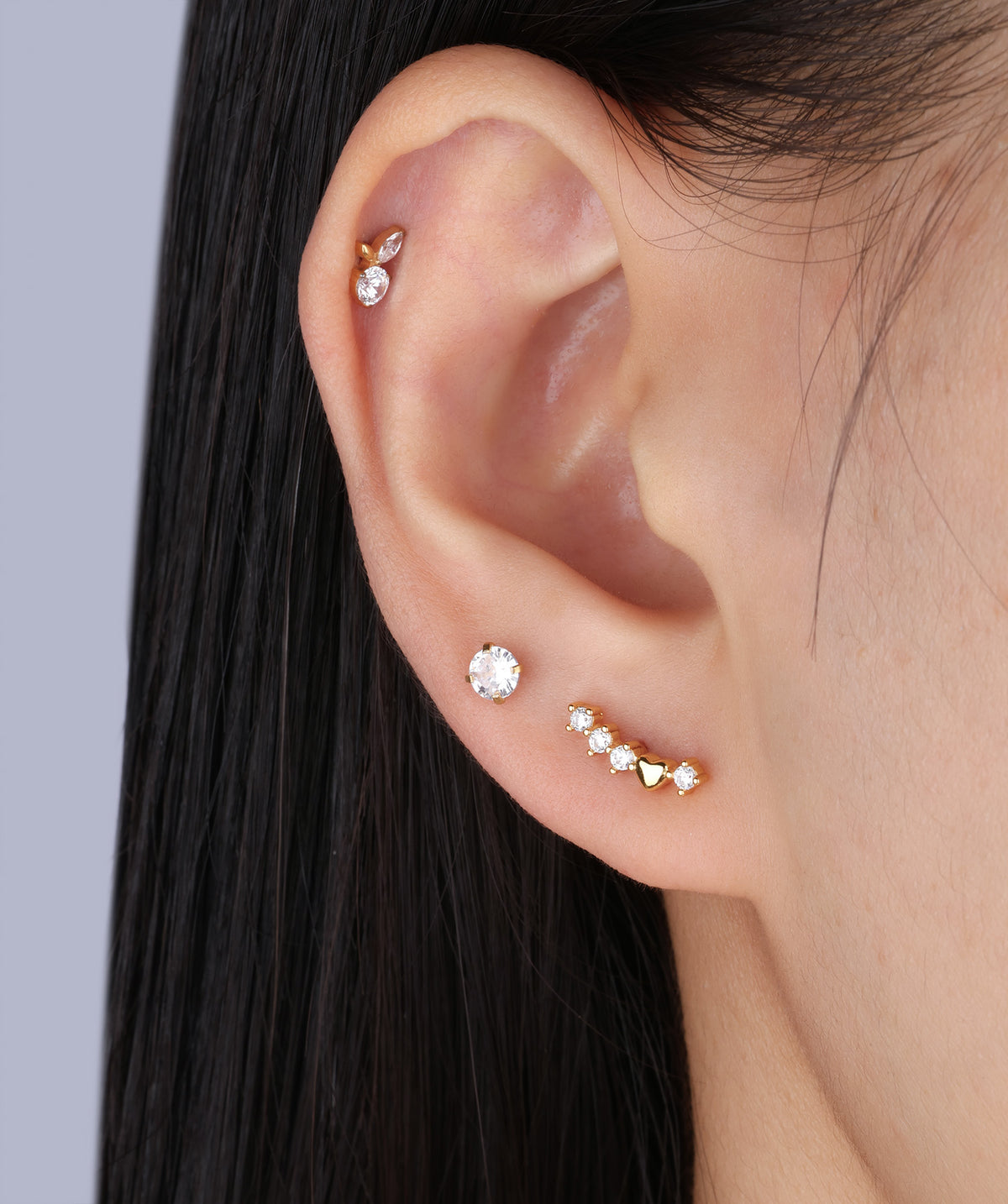 Titanium Plum Flatback Stud - Titanium - Helix, Upper Lobe, Conch - Oumo Jewelry