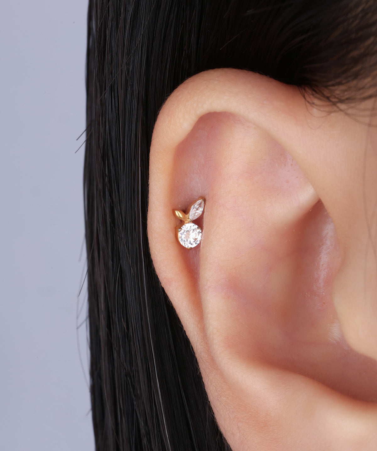 Titanium Plum Flatback Stud - Titanium - Helix, Upper Lobe, Conch - Oumo Jewelry