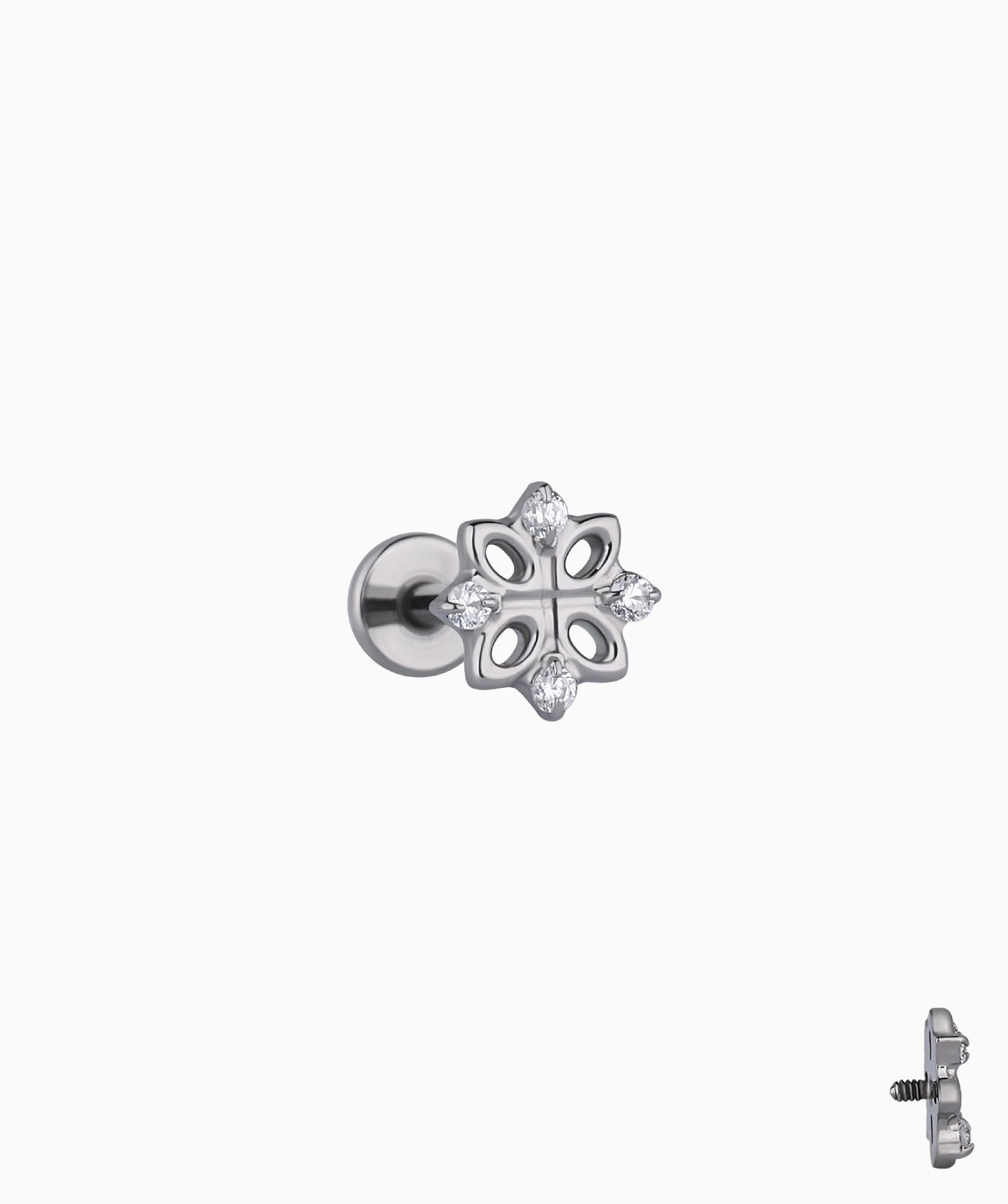 Titanium Hollow Flower Stud