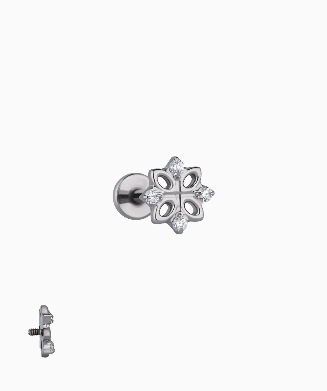 Titanium Hollow Flower Flatback Stud