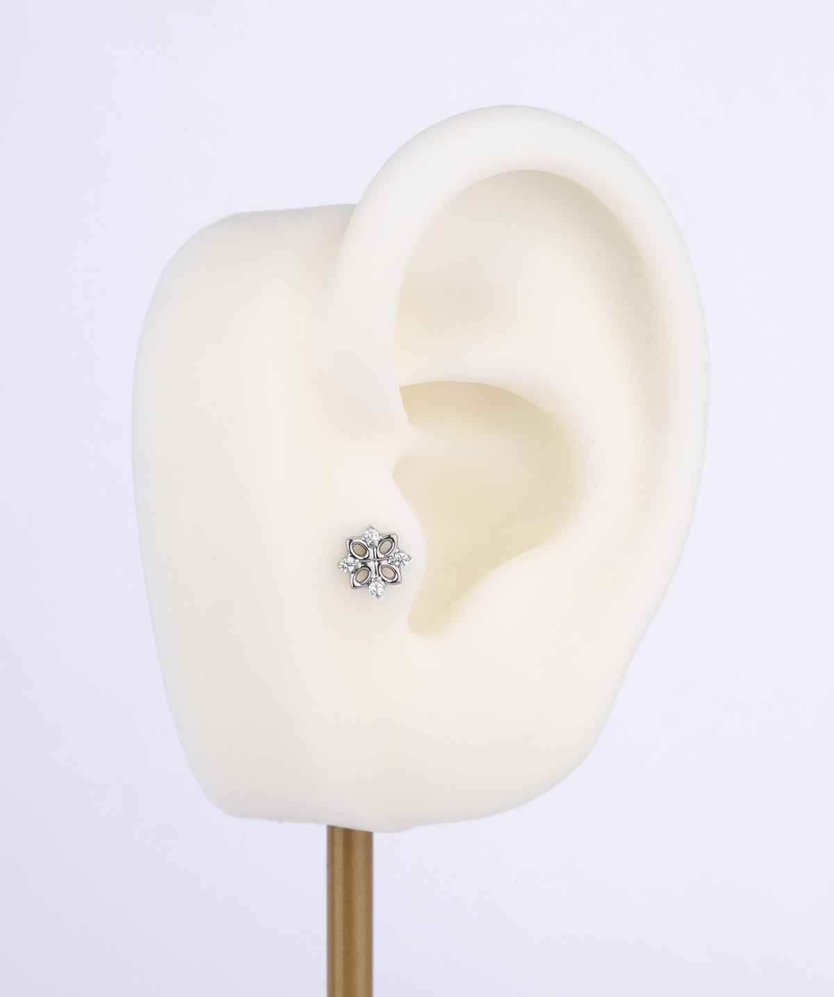 Titanium Hollow Flower Flatback Stud - Titanium - Helix, Upper Lobe, Conch - Oumo Jewelry