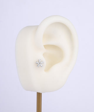 Titanium Dazzling Flower Flatback Stud - OumoJewelry