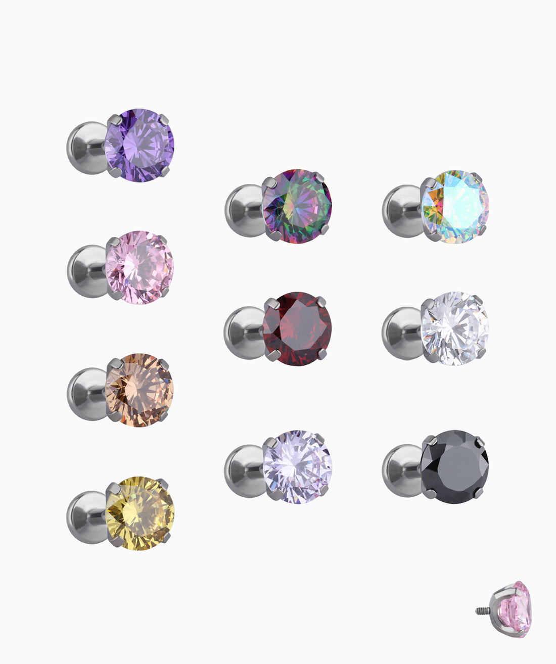 Titanium Charm Gemstones Stud