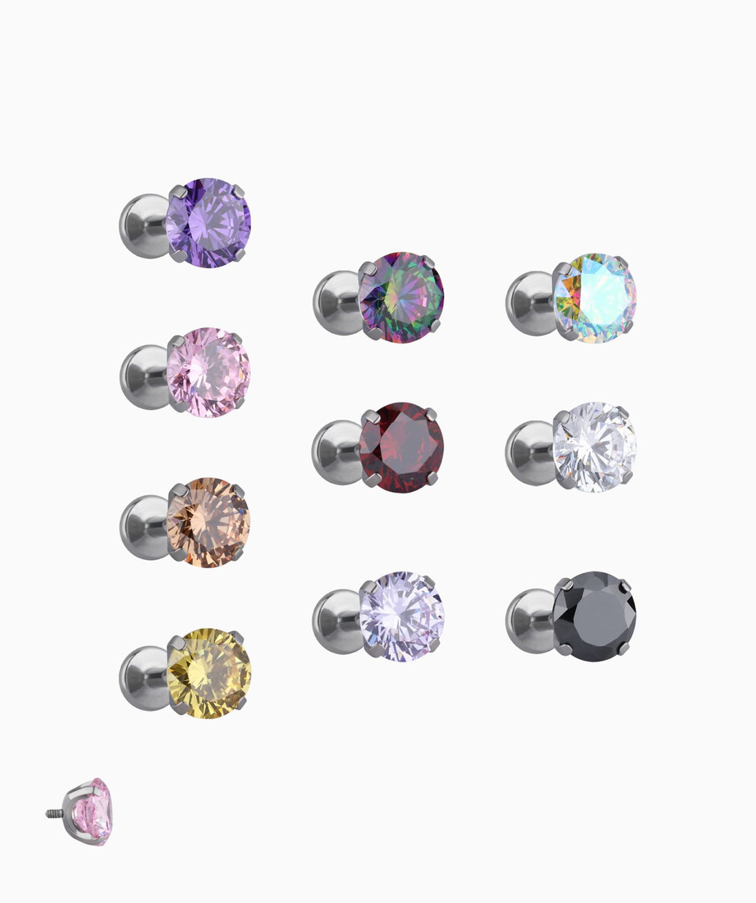 Titanium Charm Gemstones Stud