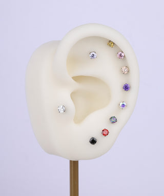 Titanium Charm Gemstones Flatback Stud - OumoJewelry