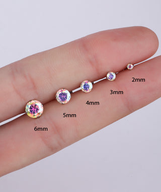Titanium Charm Gemstones Flatback Stud - OumoJewelry