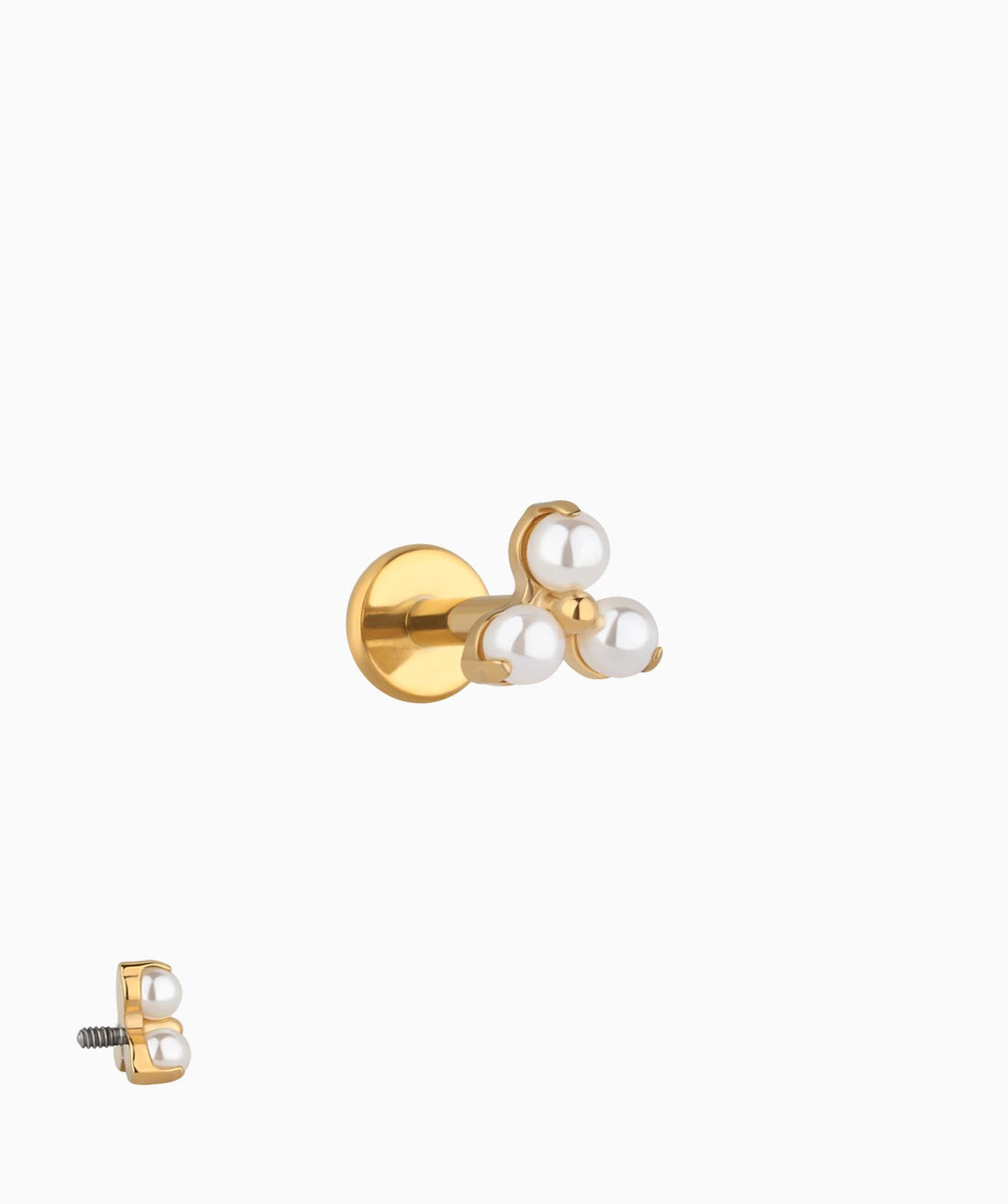 Titanium Elegant Pearl Flatback Stud