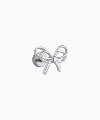 Playful Hollow Bow Flatback Stud - OumoJewelry
