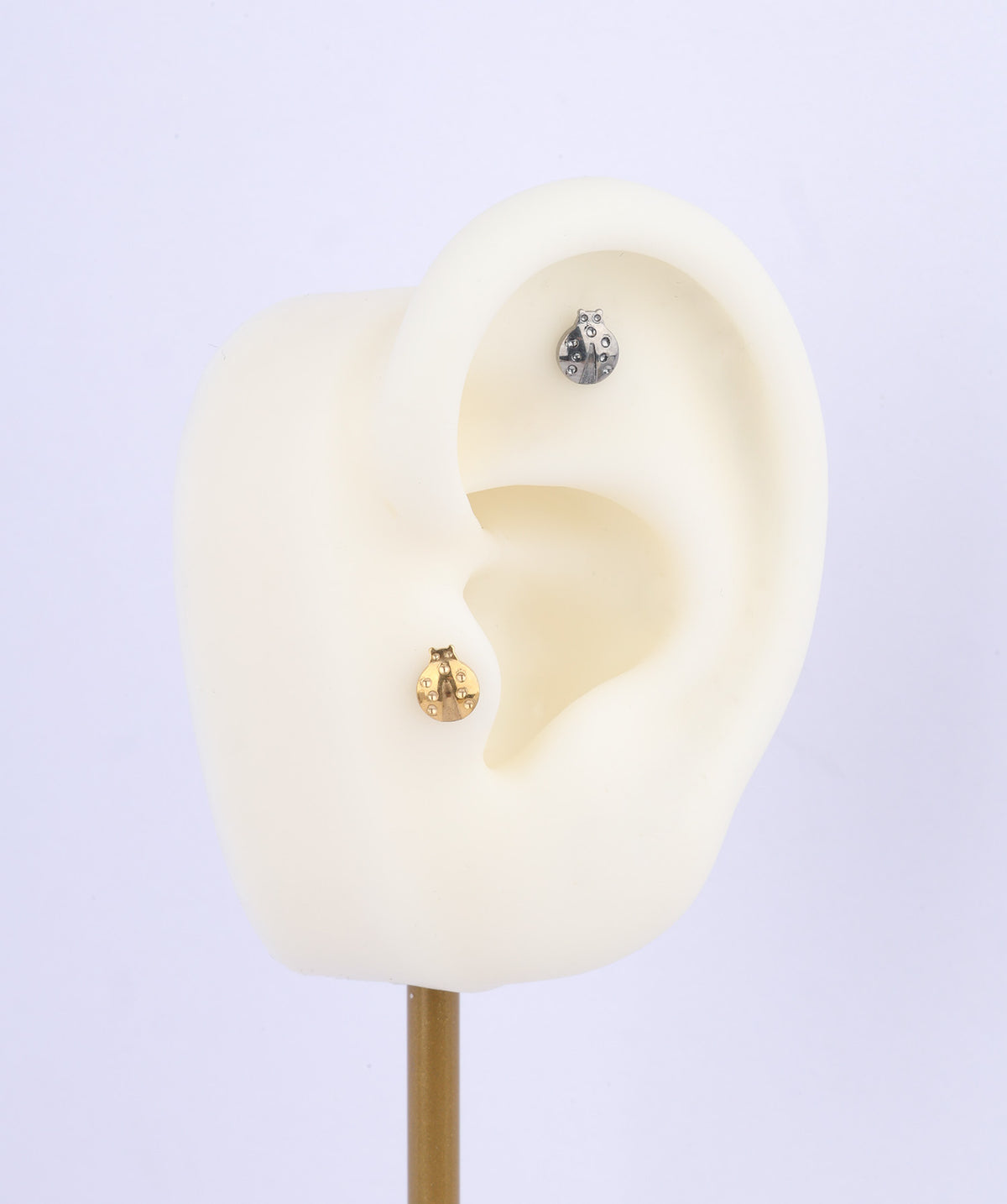 Titanium Ladybug Flatback Stud - Titanium - Helix, Upper Lobe, Conch - Oumo Jewelry