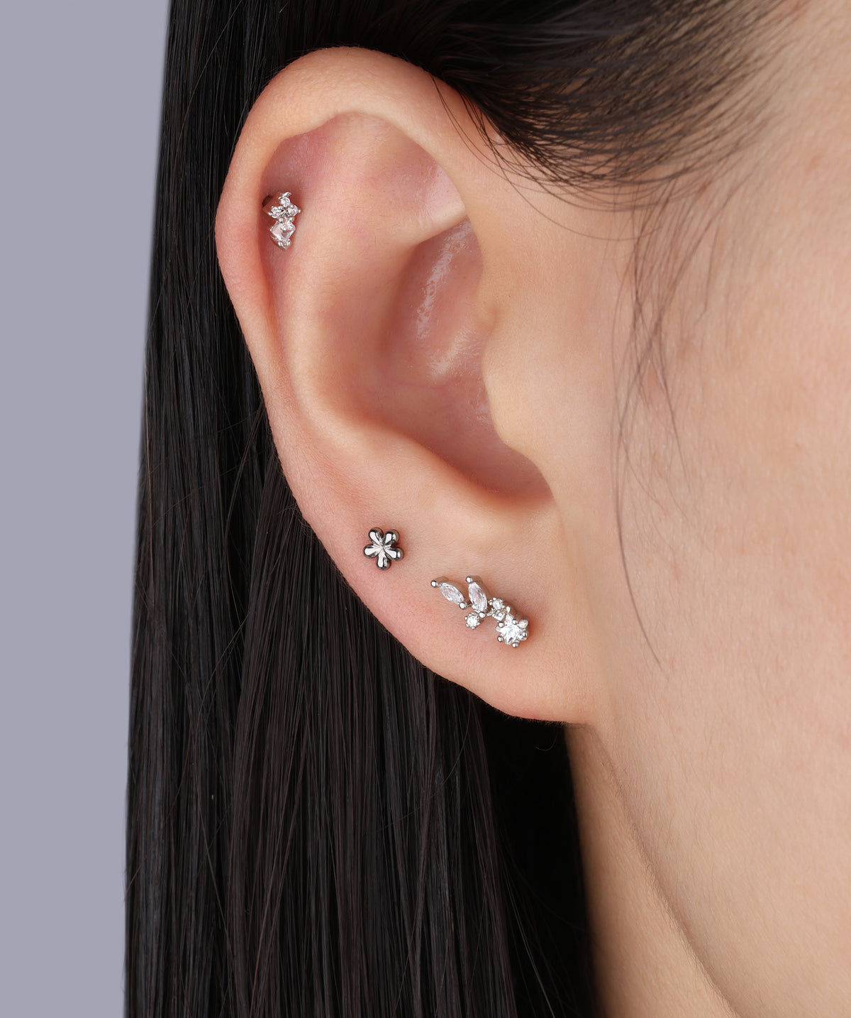 Star Leaf Stud - Stainless Steel - Upper Lobe, Helix - Oumo Jewelry