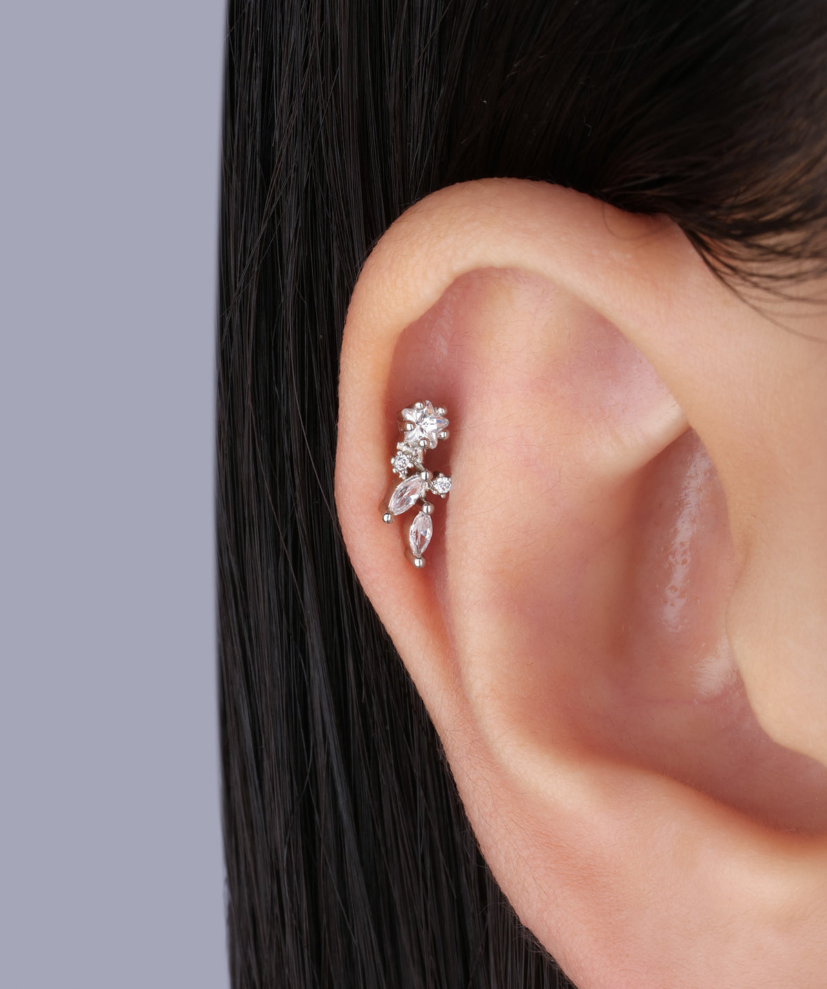 Star Leaf Stud - Stainless Steel - Upper Lobe, Helix - Oumo Jewelry