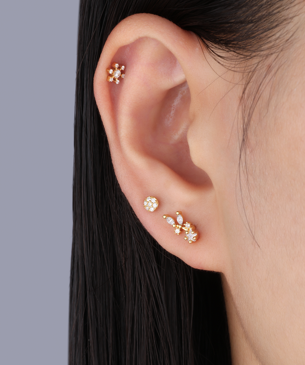 Star Leaf Stud - Stainless Steel - Upper Lobe, Helix - Oumo Jewelry