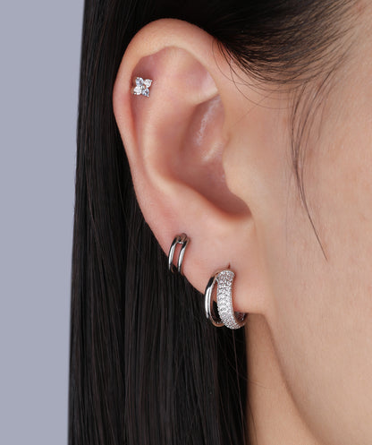 Double Layer Half Huggie Hoops