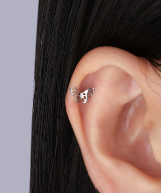 Titanium Hollow Butterfly Flatback Stud - OumoJewelry