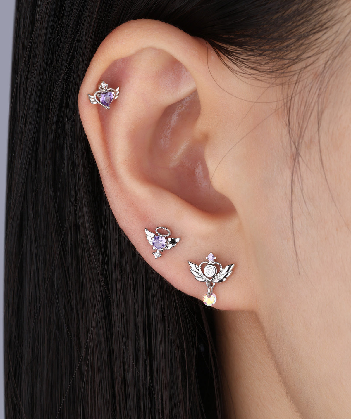 Angel Wings Stud - Stainless Steel - Upper Lobe, Helix - Oumo Jewelry