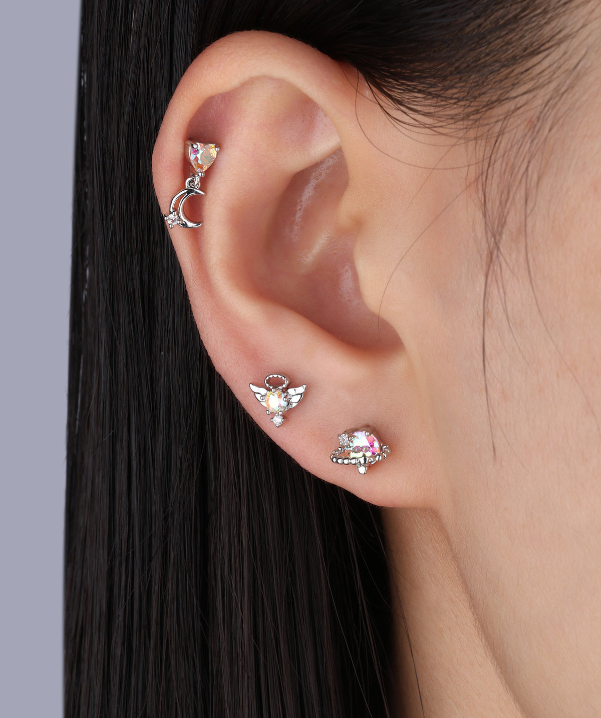 Angel Wings Stud - Stainless Steel - Upper Lobe, Helix - Oumo Jewelry