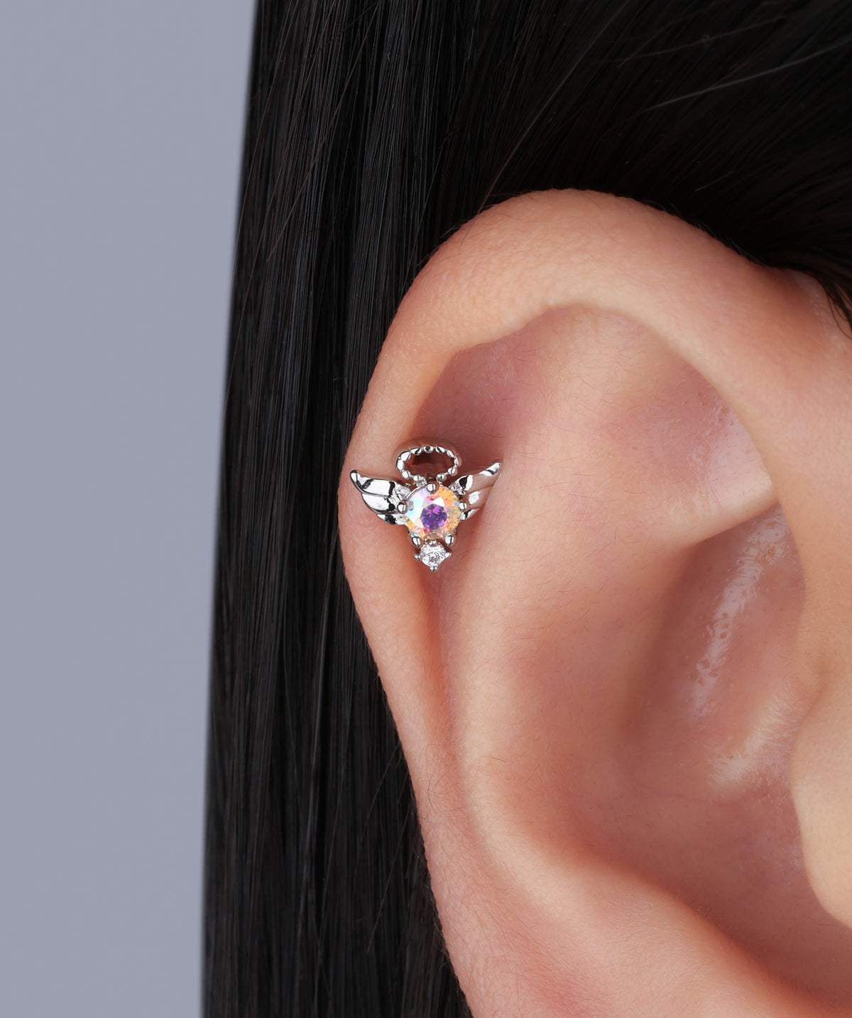 Angel Wings Stud - Stainless Steel - Upper Lobe, Helix - Oumo Jewelry