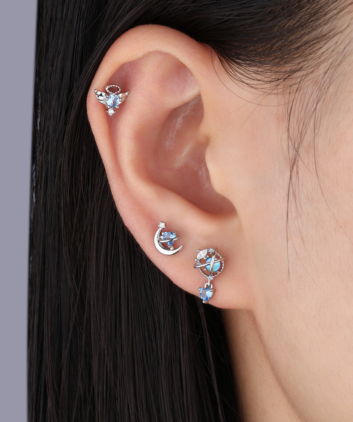 Angel Wings Stud - Stainless Steel - Upper Lobe, Helix - Oumo Jewelry