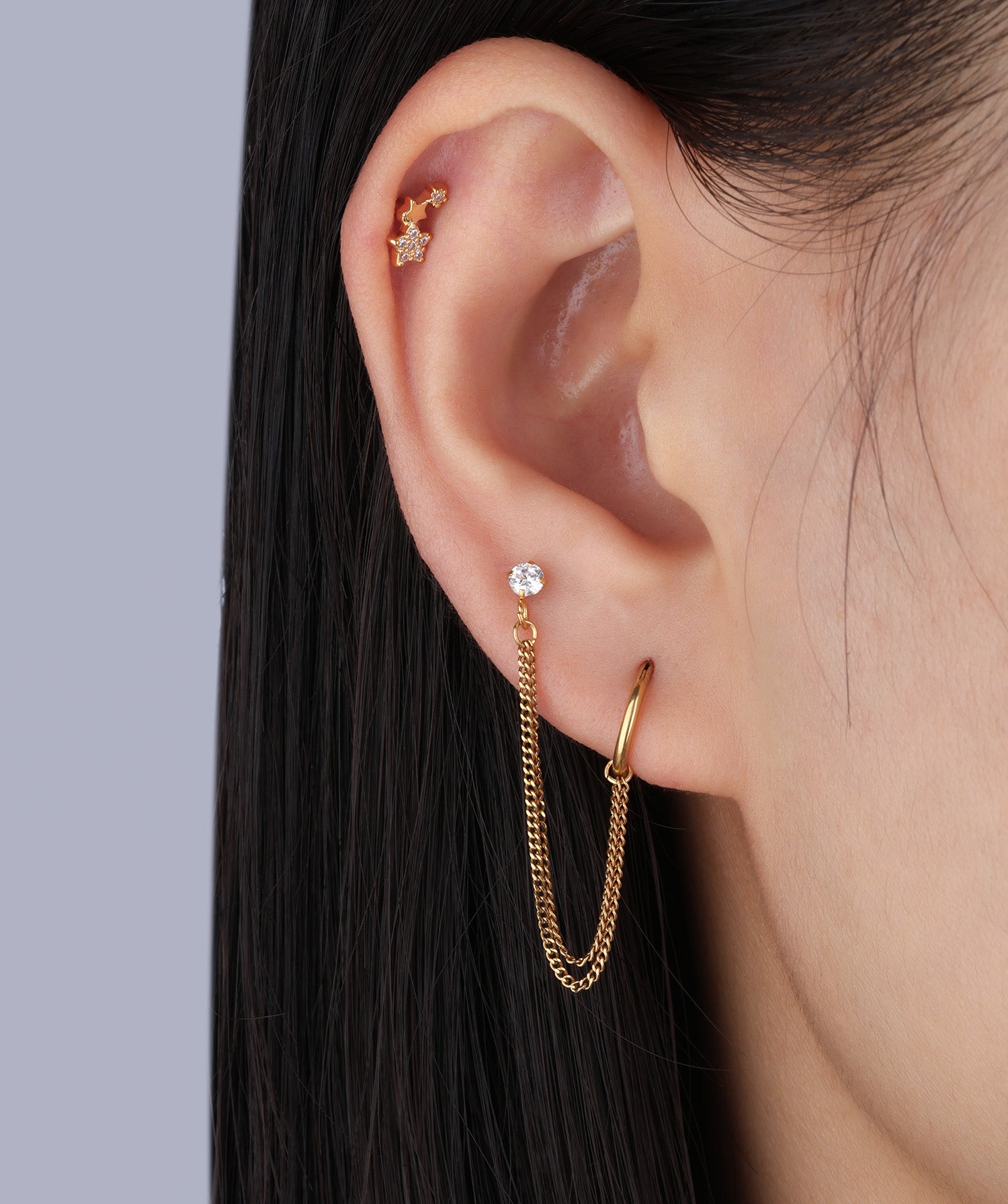 Simple Double Chain Earring