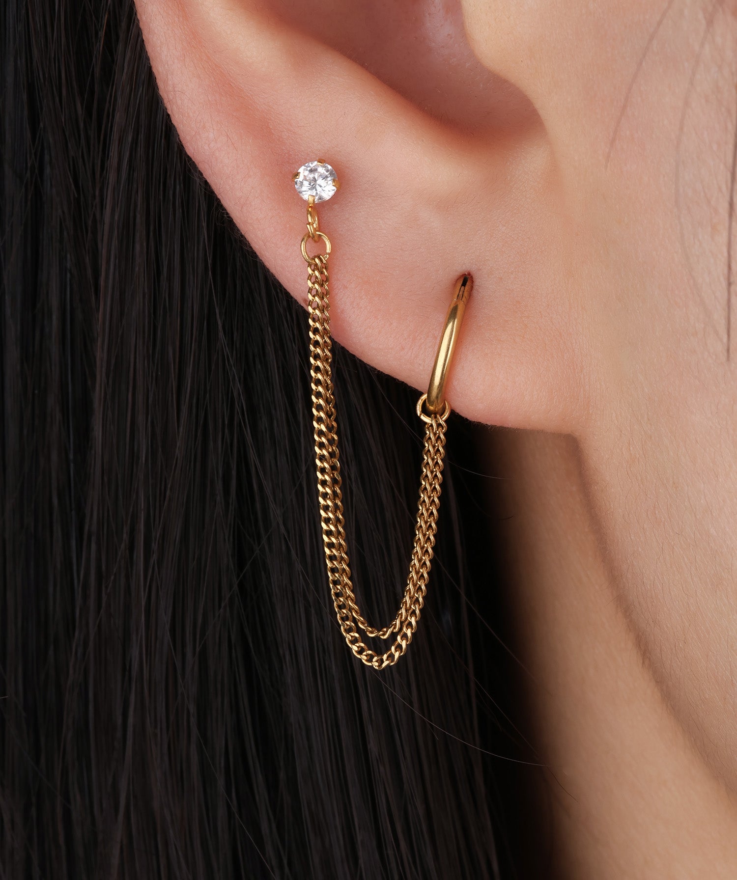 Simple Double Chain Earring