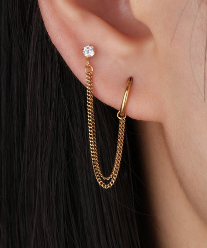 Simple Double Chain Earring