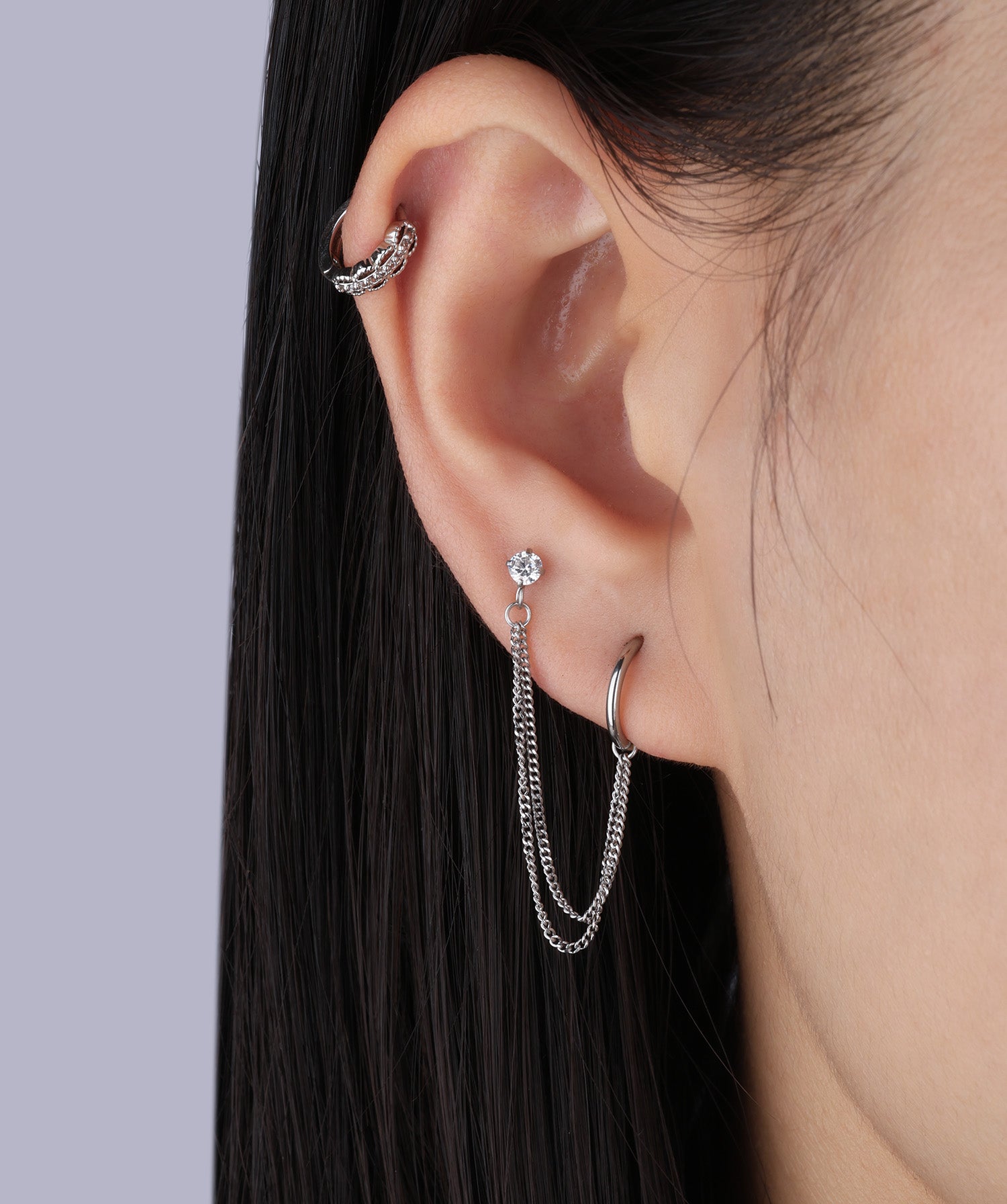 Simple Double Chain Earring