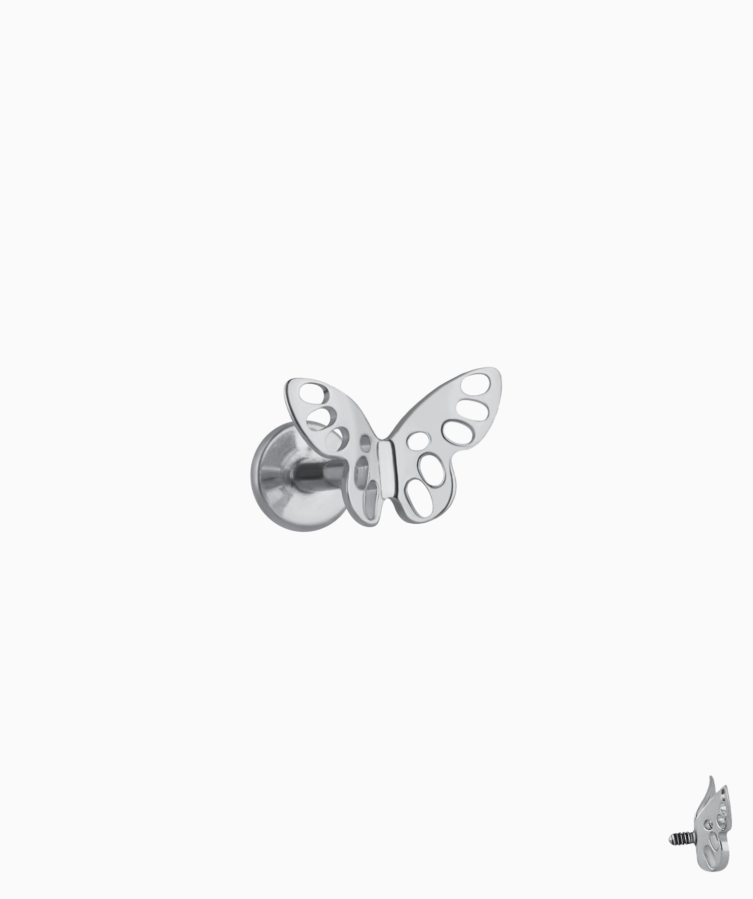 Titanium Hollow Butterfly Stud