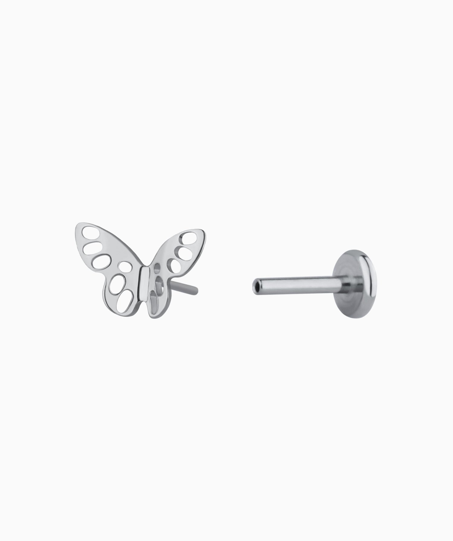 Titanium Hollow Butterfly Flatback Stud