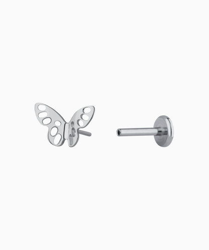 Titanium Hollow Butterfly Stud